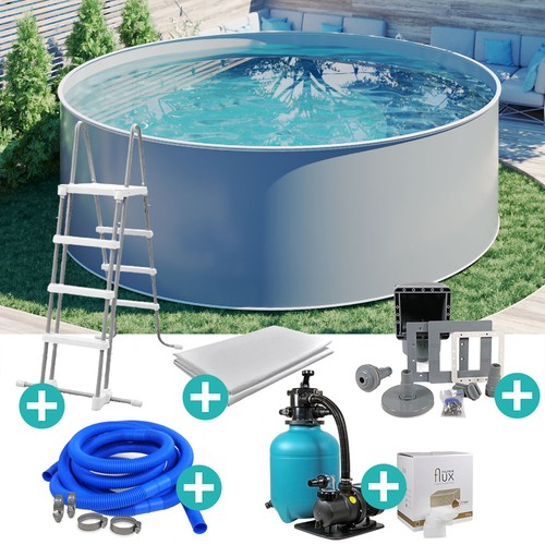 Design stahlwand pool set - design, rund
