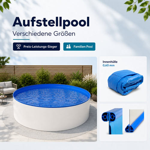Rundpool stahlwandbecken blau - rundpool,