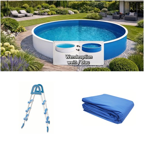 Stahlwandpool set leiter - set,