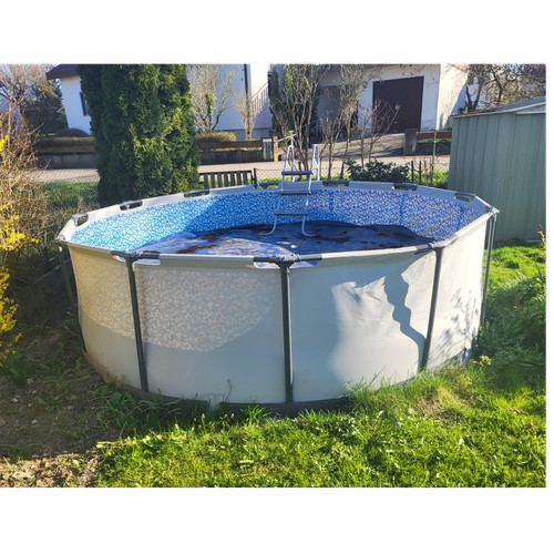 Runder pool grau - grau/blau, mit